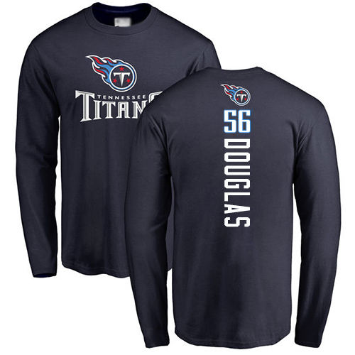 Tennessee Titans Men Navy Blue Jamil Douglas Backer NFL Football #75 Long Sleeve T Shirt